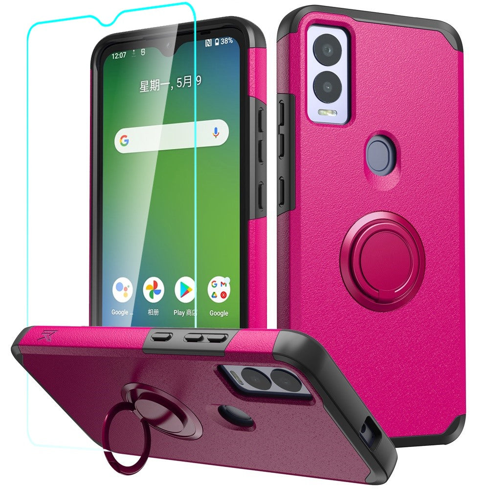 Cricket Magic 5G Tough Hybrid With Ring Stand + Tempered Glass - Hot Pink (1106036)