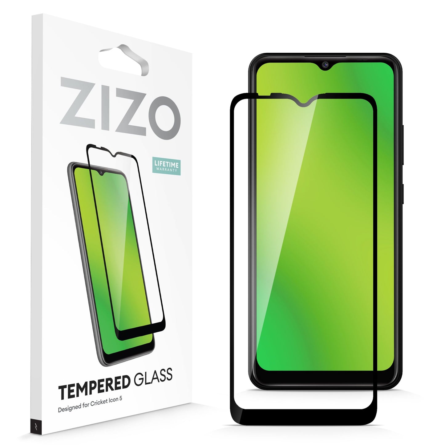 ZIZO TEMPERED GLASS SCREEN PROTECTOR FOR CRICKET ICON 5 - BLACK (1106054)