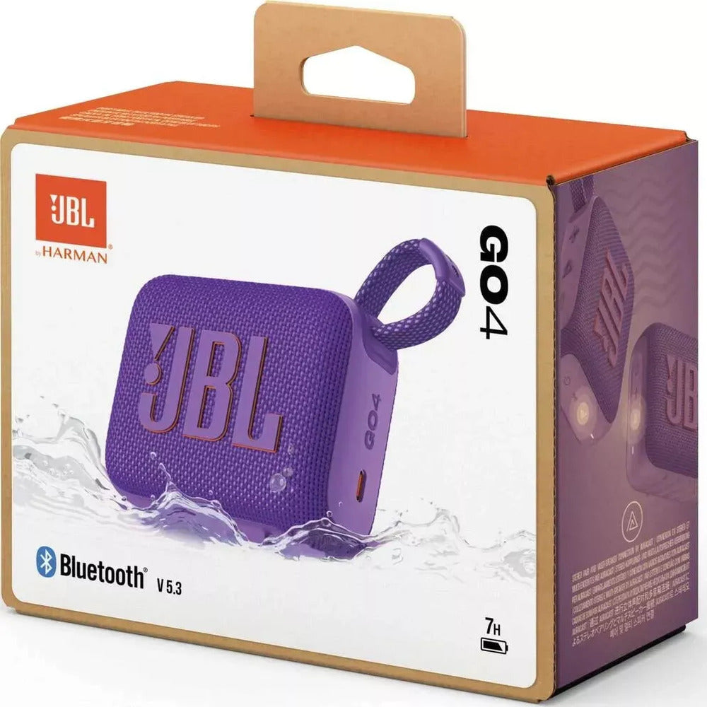 JBL Go 4 - Ultra-Portable, Waterproof and Dustproof Bluetooth Speaker, Big Pro Sound with Punchy bass, 7-Hour Built-in Battery, Made in Part with Recycled Materials (PURPLE) (1103105) (MSRP $79.99)