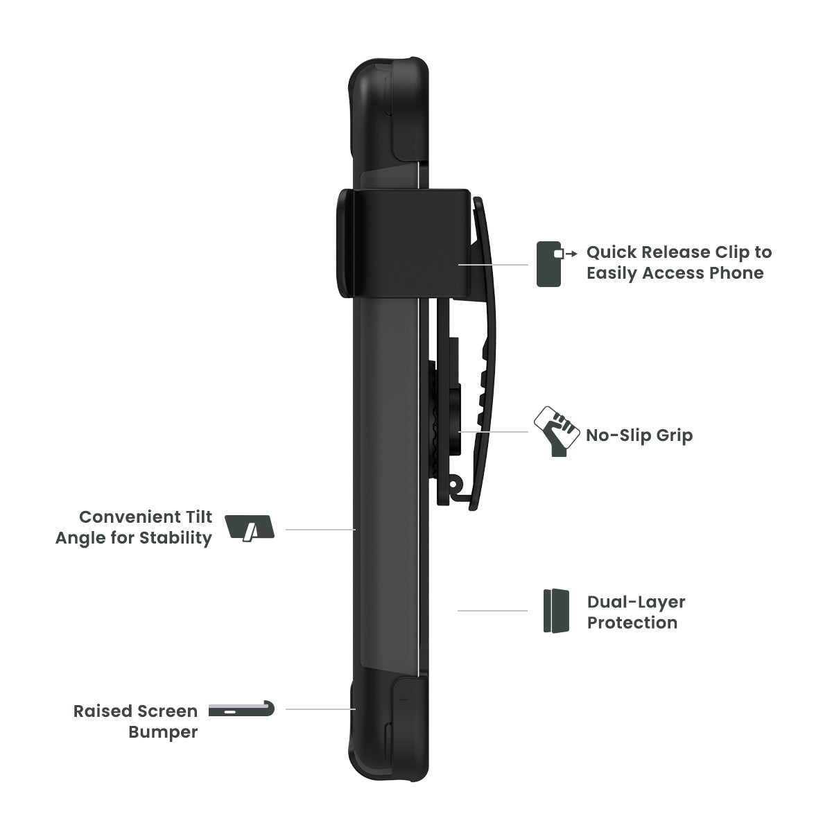 Cricket Debut Quikcell ADVOCATE + HOLSTER Kickstand Case - STEEL BLACK (1103102)