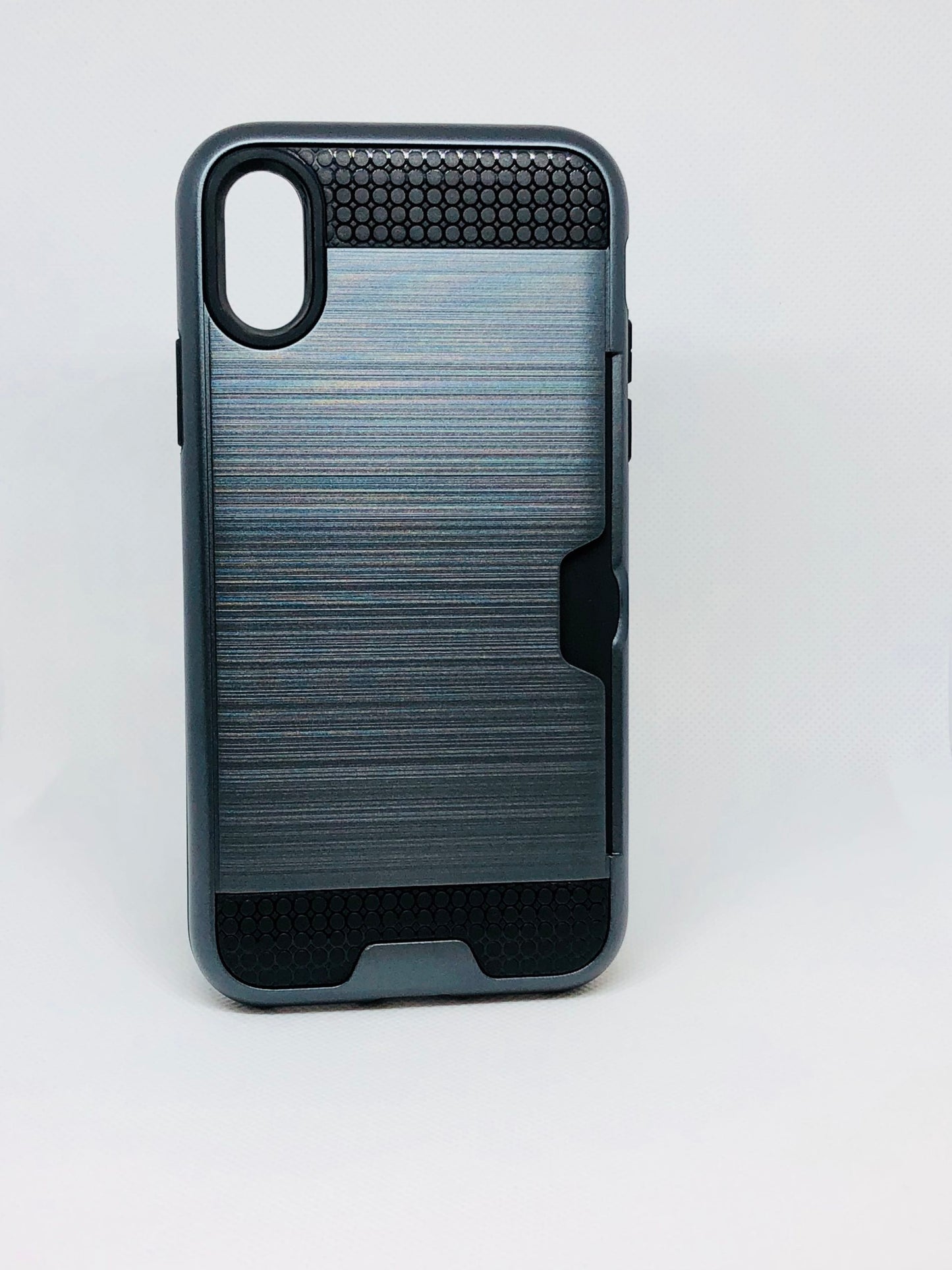 iPhone X/Xs Back cover Brushed Silicon Crd Slot Case - Dark Grey (3209)