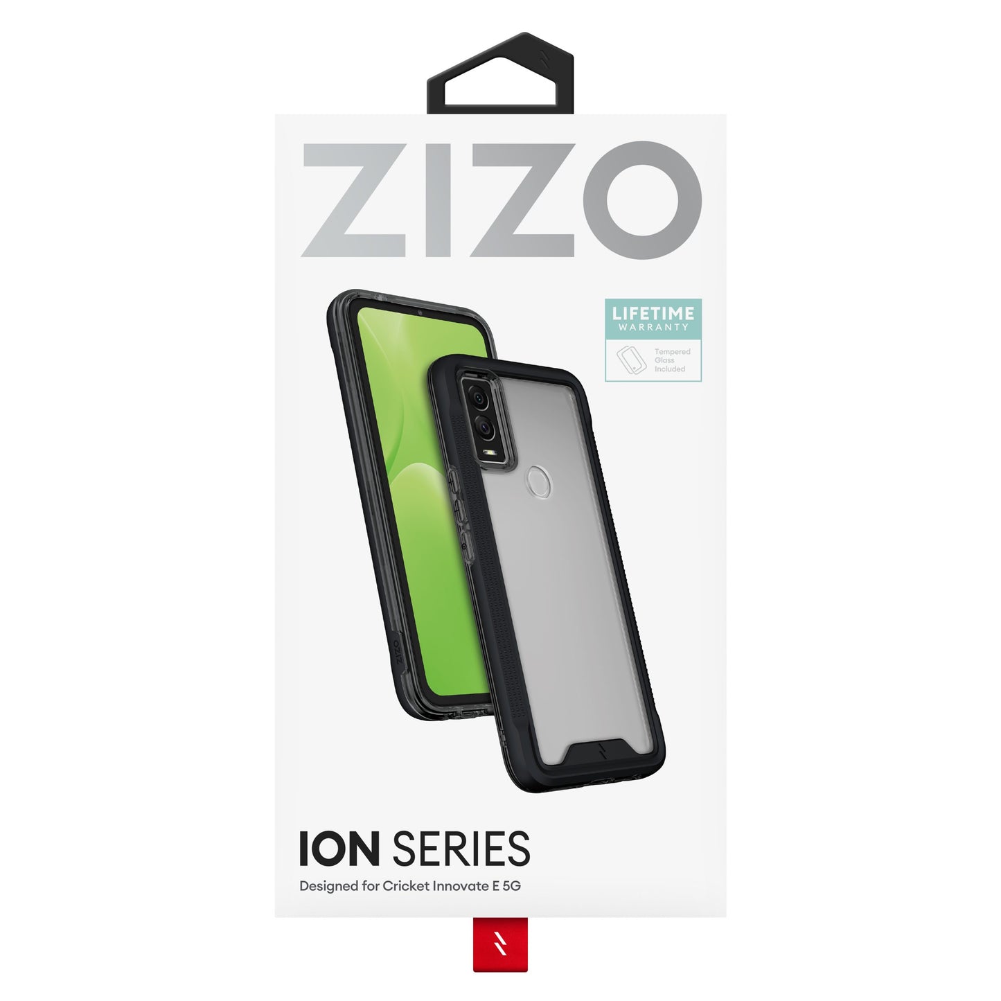 CRICKET INNOVATE E 5G ZIZO ION SERIES CASE WITH TEMPERED GLASS - BLACK (1105031)