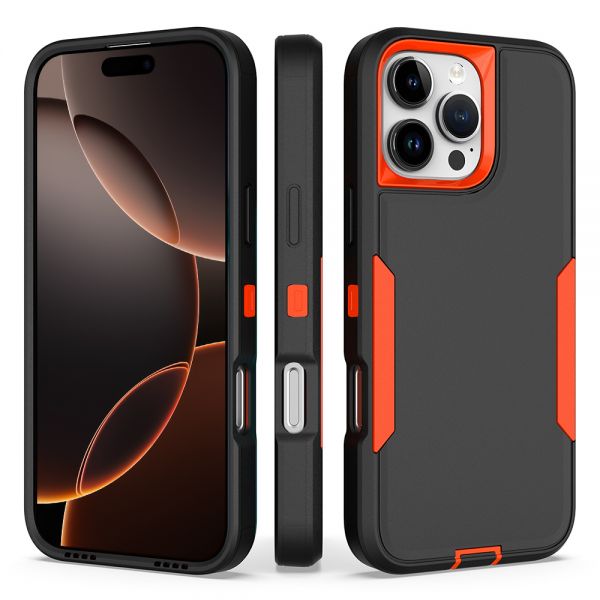 Cube® - Apple iPhone 16 Pro Max (6.9) - Black Heavy Duty Rugged Cover PC with Soft Orange TPU Protective Bumper in Cube Retail Box (1103059) (MSRP 39.99)