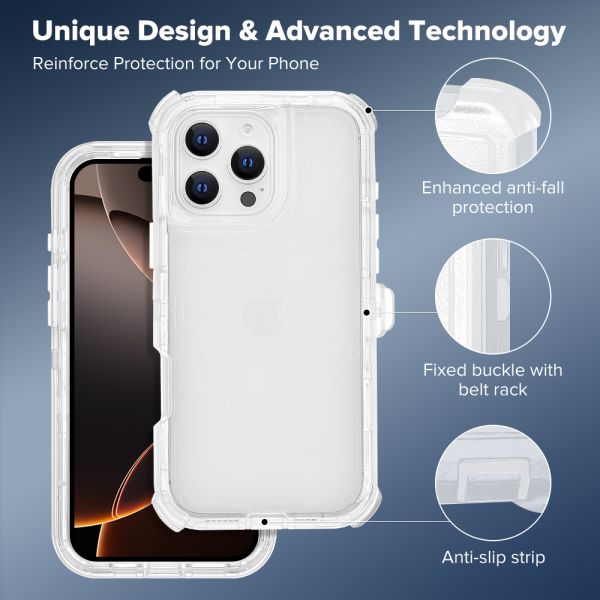 Cube® - Apple iPhone 16 Pro Max (6.9) - Tough Pro Case with Holster Clip - Clear Clear (1103065) (MSRP 49.99)