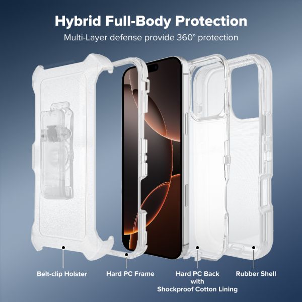 Cube® - Apple iPhone 16 Pro Max (6.9) - Tough Pro Case with Holster Clip - Clear Clear (1103065) (MSRP 49.99)