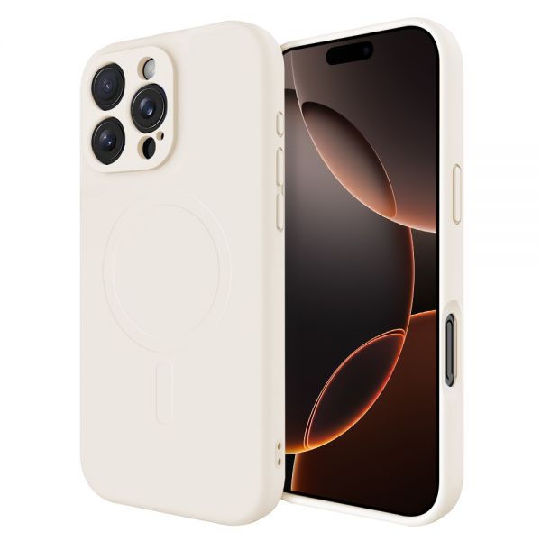 Cube® - Apple iPhone 16 Pro Max (6.9) - White Silky Smooth Impact Resistant Silicone with Black TPU Edge Bumper Compatible with MagSafe Charger in Cube Retail Box (1103061) (MSRP 39.99)