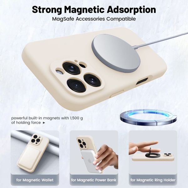 Cube® - Apple iPhone 16 Pro Max (6.9) - White Silky Smooth Impact Resistant Silicone with Black TPU Edge Bumper Compatible with MagSafe Charger in Cube Retail Box (1103061) (MSRP 39.99)