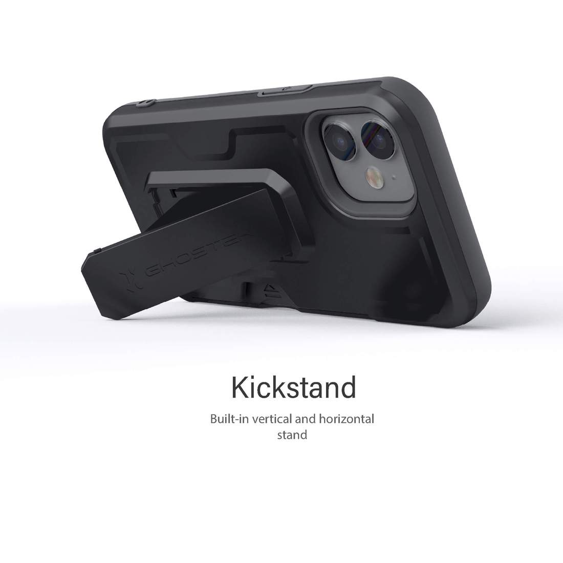 Apple iPhone 12 Mini 5.4 Ghostek Belt Clip Holster Phone Case w/Kickstand and Card Holder - Matte Black (1101719)