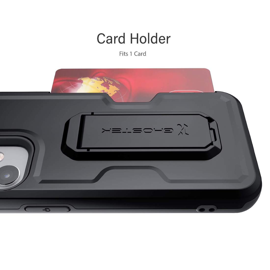 Apple iPhone 12 Mini 5.4 Ghostek Belt Clip Holster Phone Case w/Kickstand and Card Holder - Matte Black (1101719)