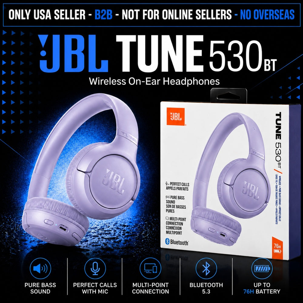 JBL TUNE 530BT WIRELESS ON-EAR HEADPHONES - PURPLE( 1107952) (MSRP $69.99)