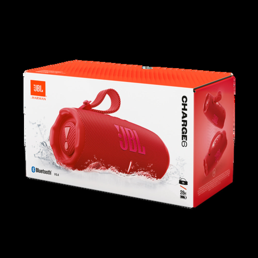 JBL Charge 6 - Portable Waterproof & Drop-Proof Bluetooth Speaker, Bold Pro Sound with AI Sound Boost, 28Hrs of Playtime, Built-in powerbank & Comes with a Sturdy/Removable Carrying Strap RED ( 1103634) (MSRP $259.99)