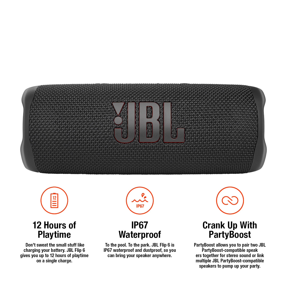 JBL FLIP 6 Portable Waterproof Speaker - BLACK (1103220)