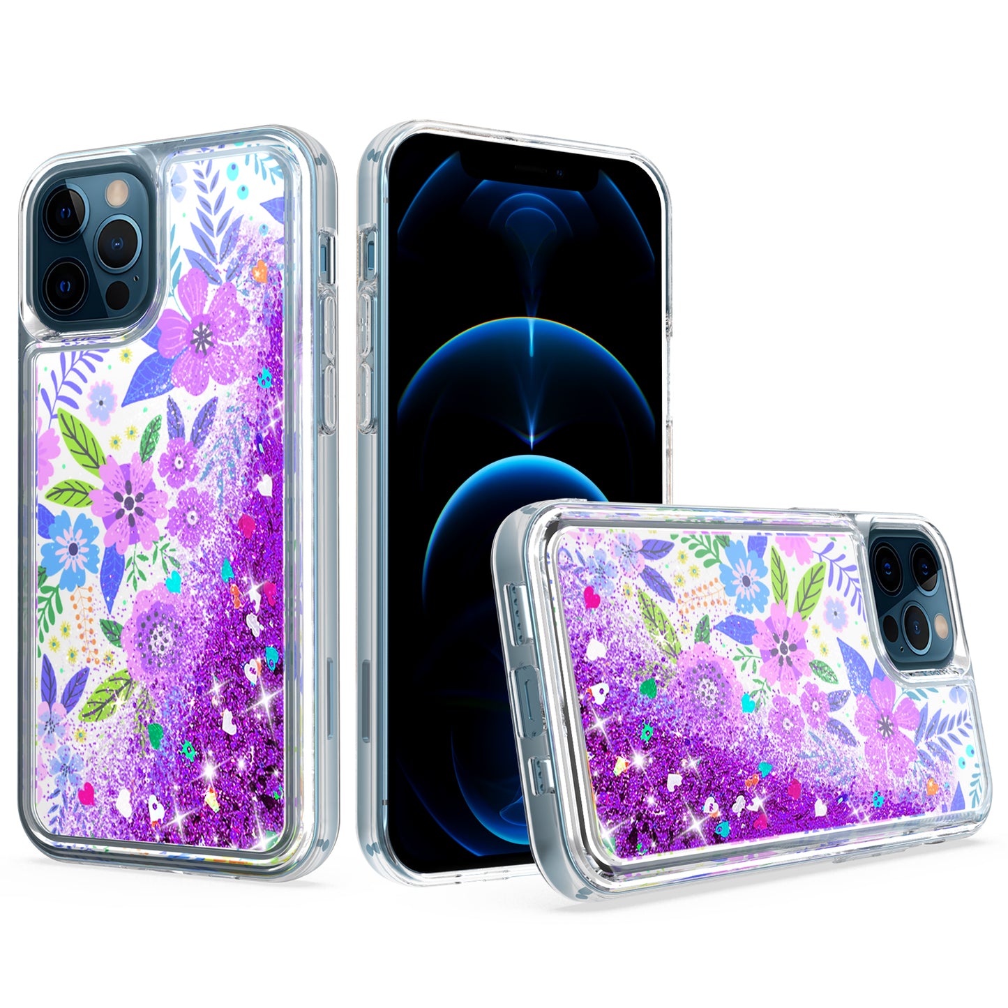 Apple iPhone XR Liquid Quicksand Glitter Cover Case - Colorful Flower Arrangement (1103022)