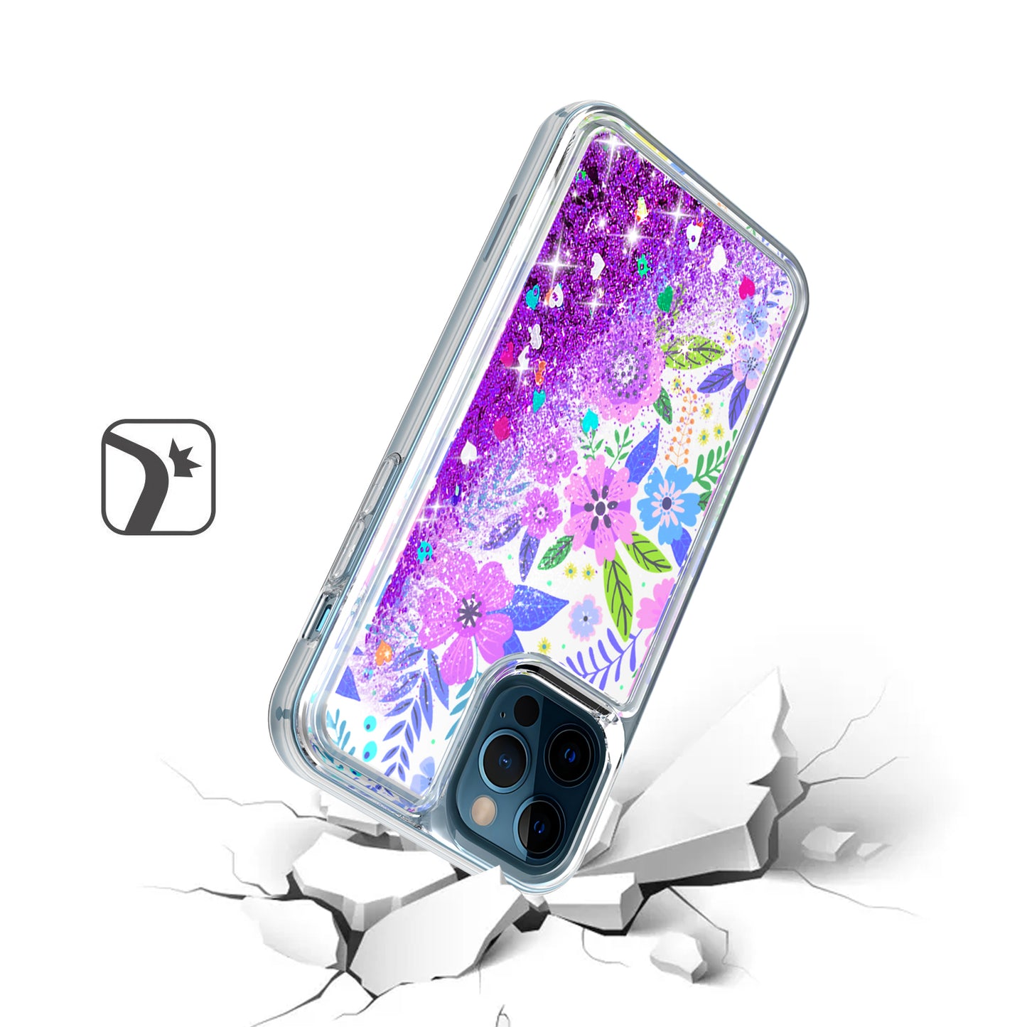 Apple iPhone XR Liquid Quicksand Glitter Cover Case - Colorful Flower Arrangement (1103022)