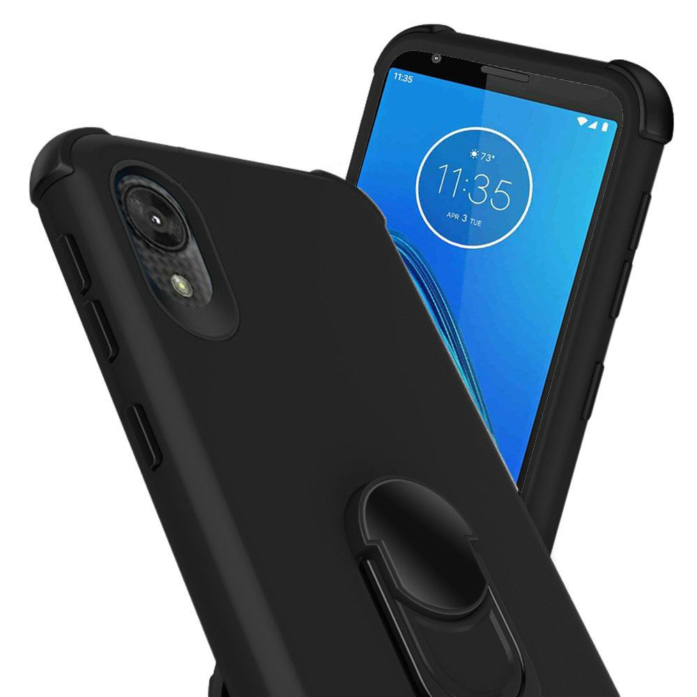 Samsung Galaxy A10e Ring Stand Hybrid w/ Raised Edges - Black/Black (9969)