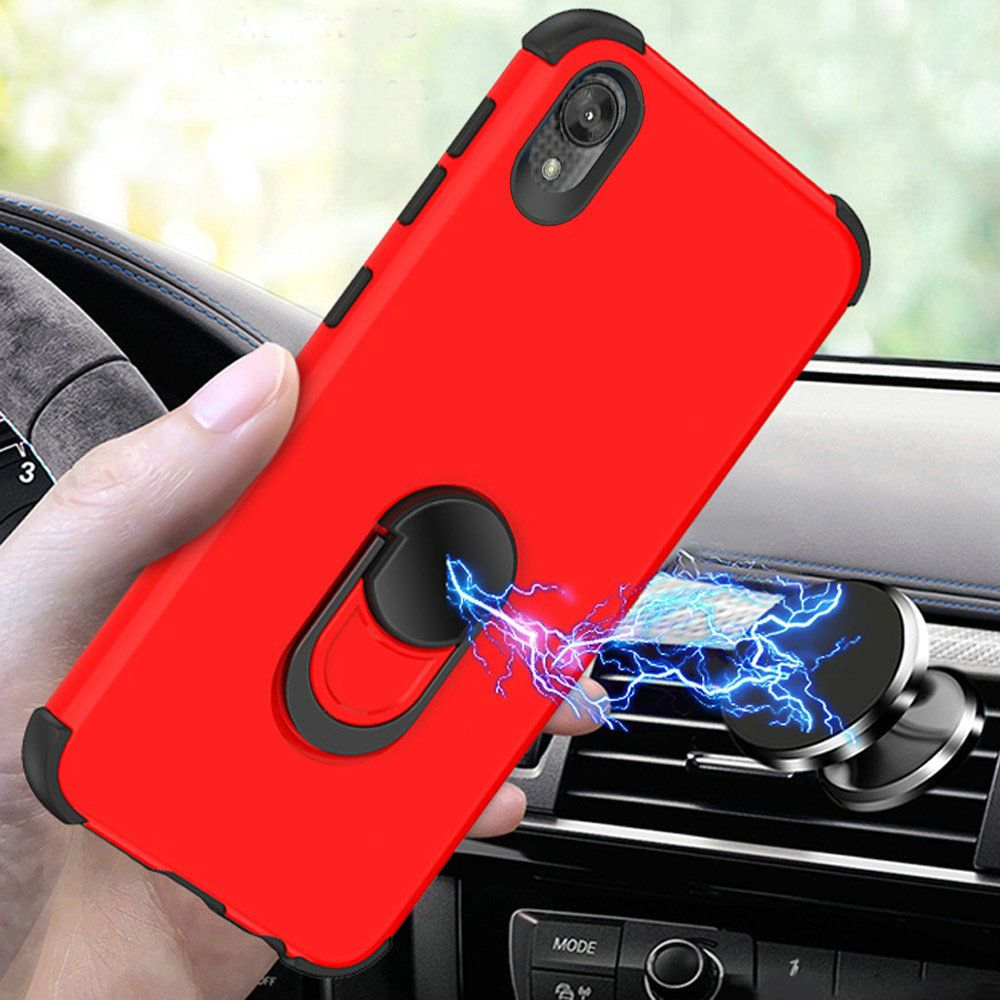 Samsung Galaxy A10e Ring Stand Hybrid w/ Raised Edges - Red (9970)
