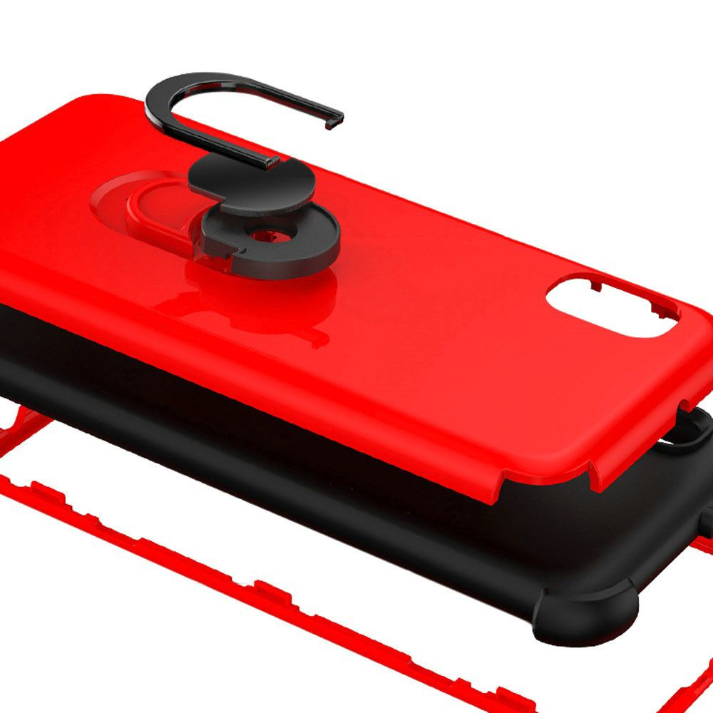Samsung Galaxy A10e Ring Stand Hybrid w/ Raised Edges - Red (9970)