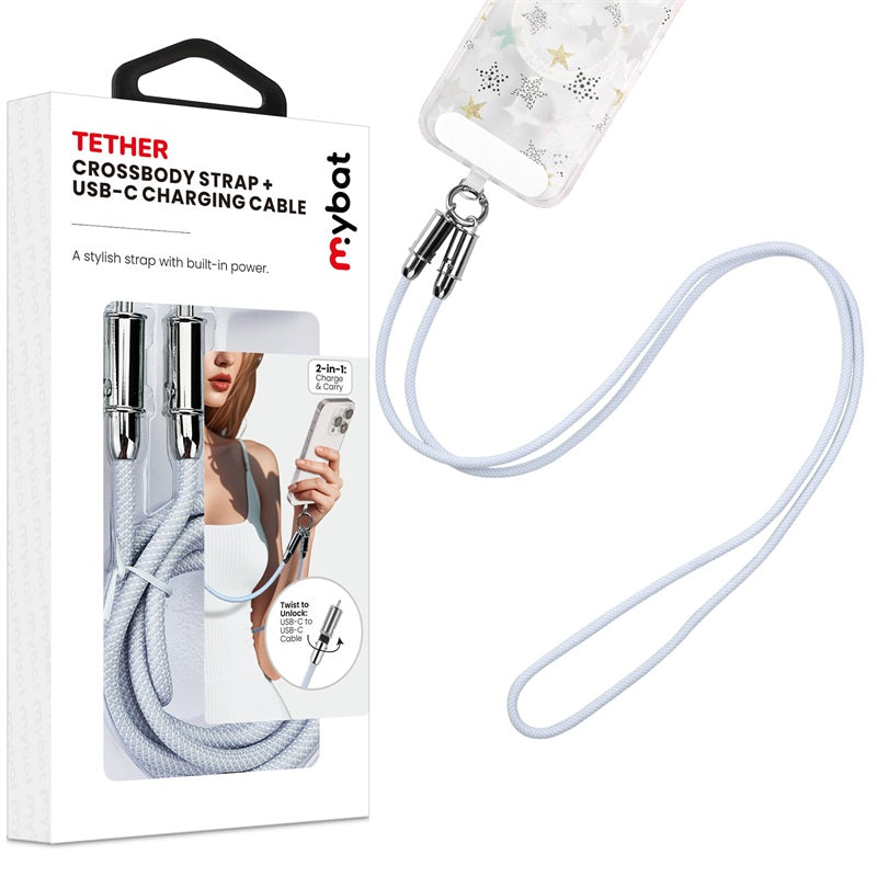 MyBat Tether Crossbody Strap + USB-C Charging Cable - 4FT - Blue ( 1107723) (MSRP $39.99)
