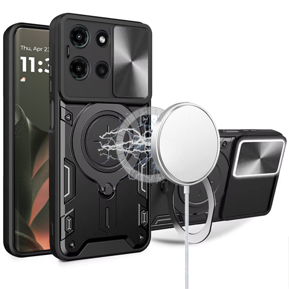 Motorola Edge 2025 Magnetic Ring Stand Classic Design FULL Camera Protection Hybrid Case - Black ( 1103641) (MSRP $39.99)