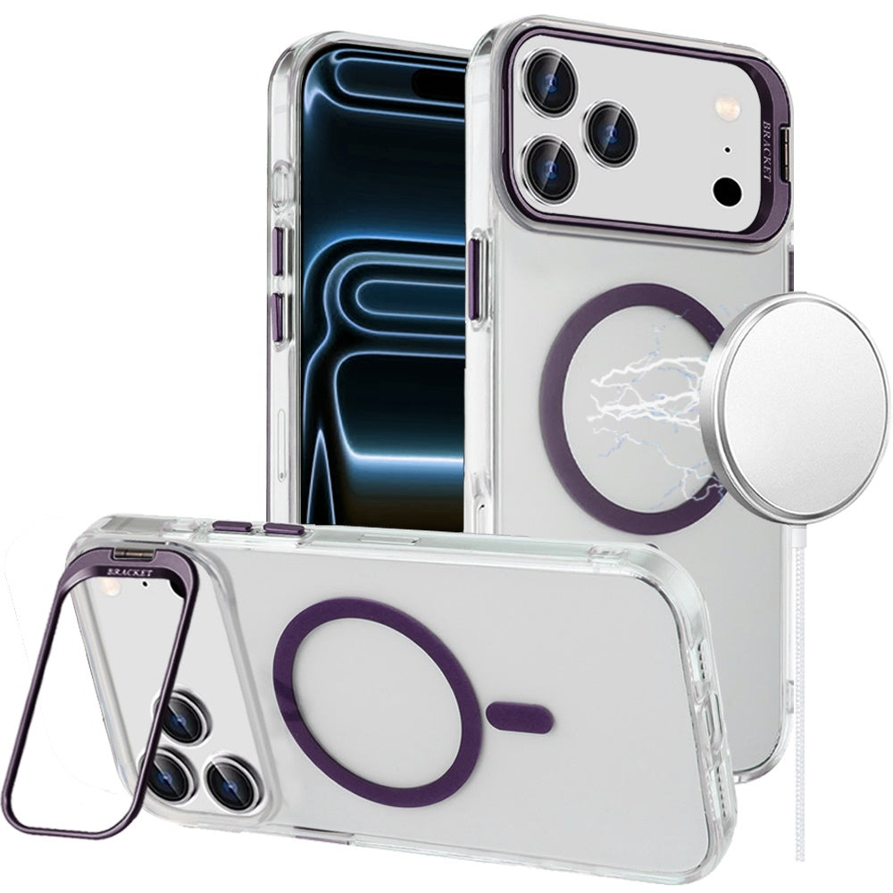 Apple iPhone 18 /17 Pro Transparent HQ Hybrid with Metallic Camera Stand Magnetic Ring Case - Dark Purple (1108201) MSRP (49.99) (Copy)