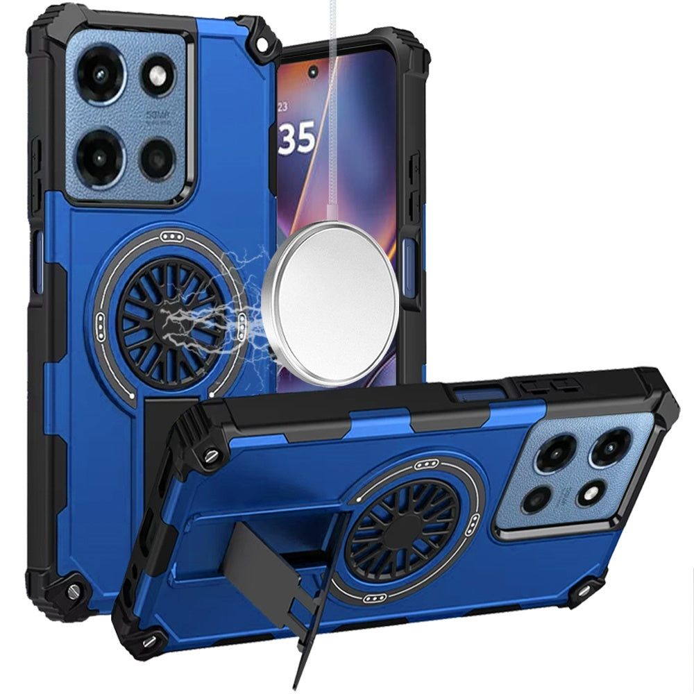 Motorola Moto G 5G 2025 CD Texture Design Magnetic Car Mount Friendly HQ Hybrid - Blue ( 1103356) (MSRP $49.99)