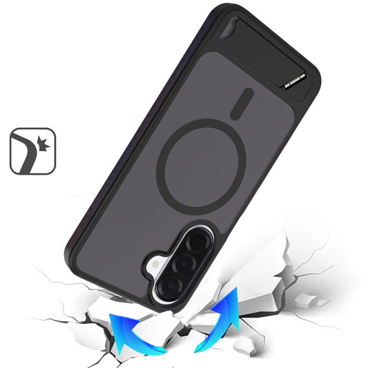 Samsung A17/A16 5G Matte Magnetic Hybrid with Metal Kickstand Case - Black (1108109) (MSRP $49.99)
