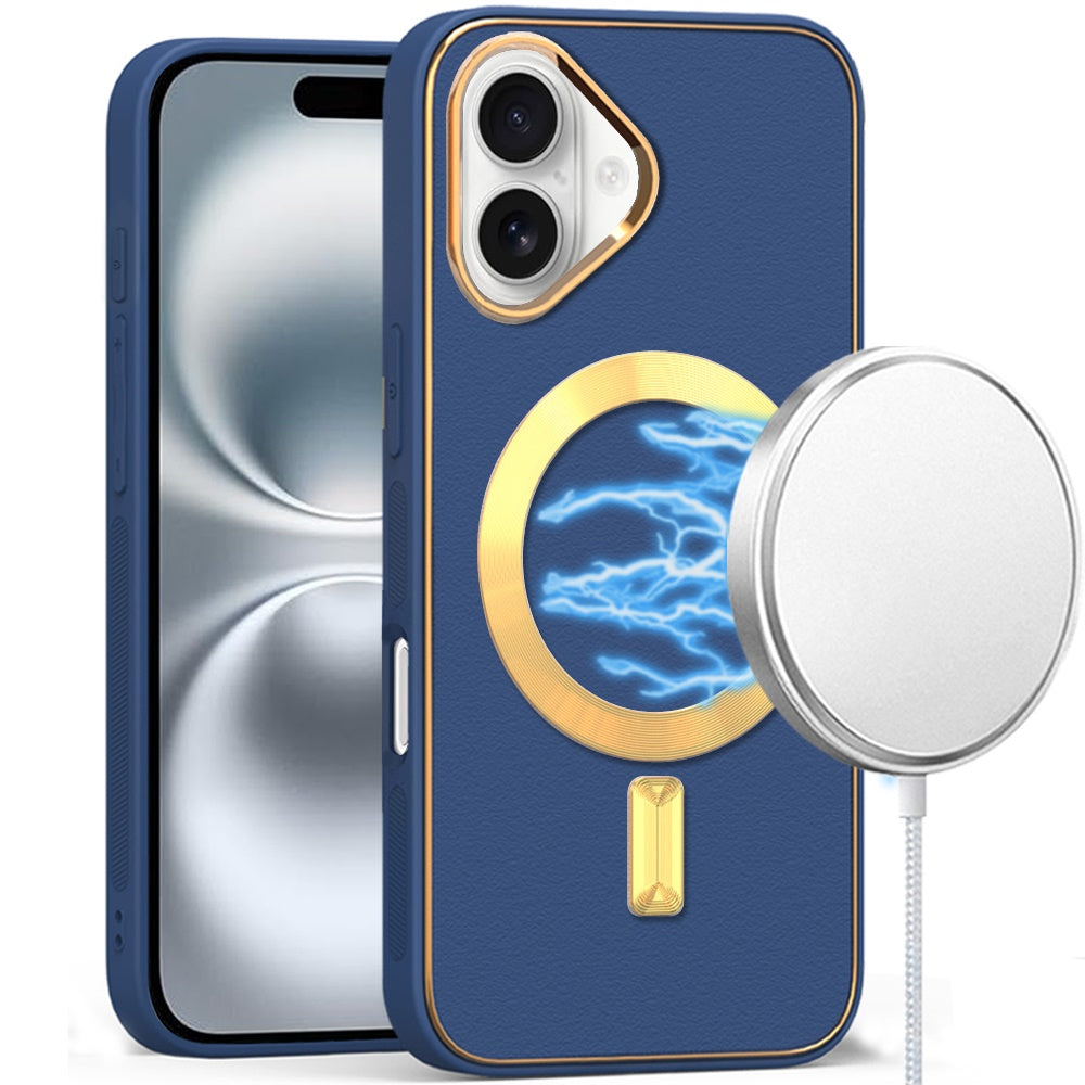 iPhone 16 6.1 inch Ultimate Quality PU Leather Hybrid Case Cover - Blue (11037783) ($39.99 MSRP)