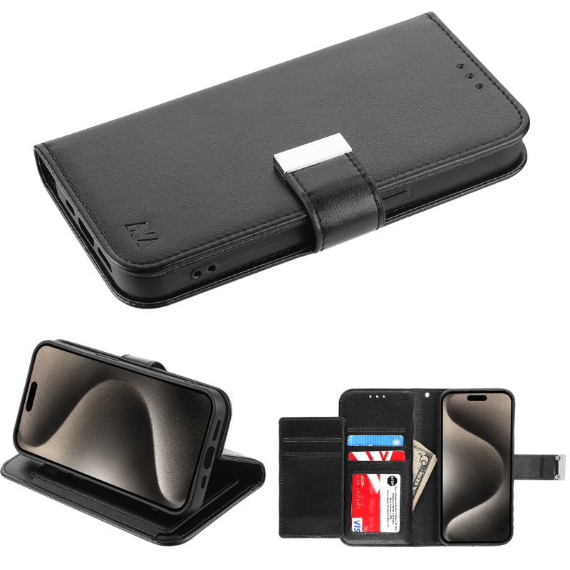 Apple iPhone 15 Pro Max (6.7) MyBat MyJacket Wallet Xtra Series Case - Black (1106216)