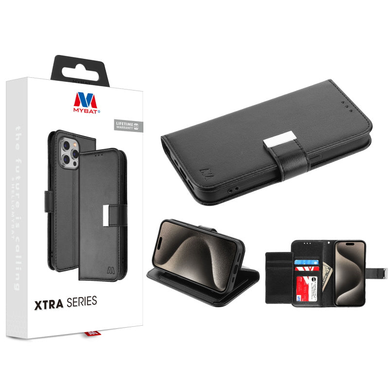 Apple iPhone 15 Pro Max (6.7) MyBat MyJacket Wallet Xtra Series Case - Black (1106216)