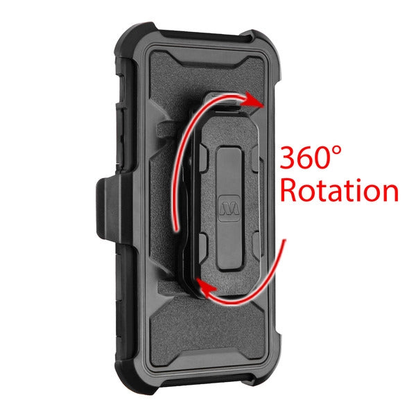 Apple iPhone 8/7 / SE (2020) MyBat 3-in-1 Storm Tank Hybrid Protector Cover Combo with Black Holster & Tempered Glass Screen Protector Military-Grade Certified - Black (1102509)