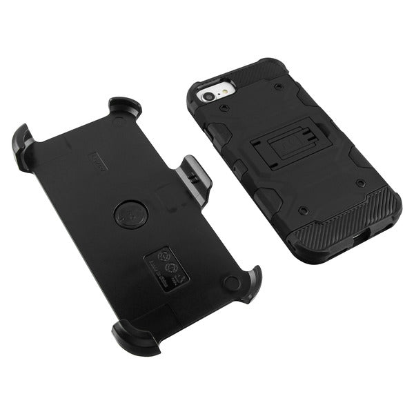 Apple iPhone 8/7 / SE (2020) MyBat 3-in-1 Storm Tank Hybrid Protector Cover Combo with Black Holster & Tempered Glass Screen Protector Military-Grade Certified - Black (1102509)