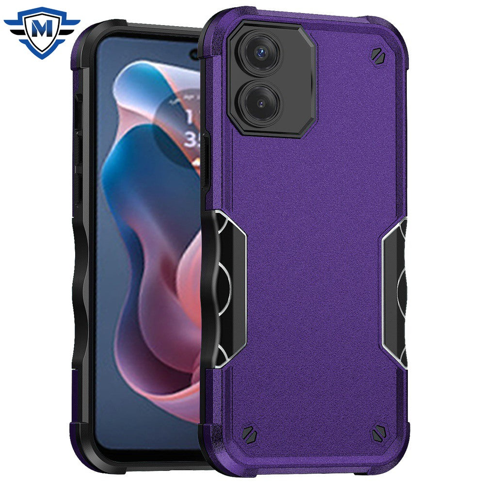 Motorola Moto G Play 2024 METKASE Exquisite Tough Shockproof Hybrid Case Cover in Premium Slide-Out Package - Dark Purple (1102819)