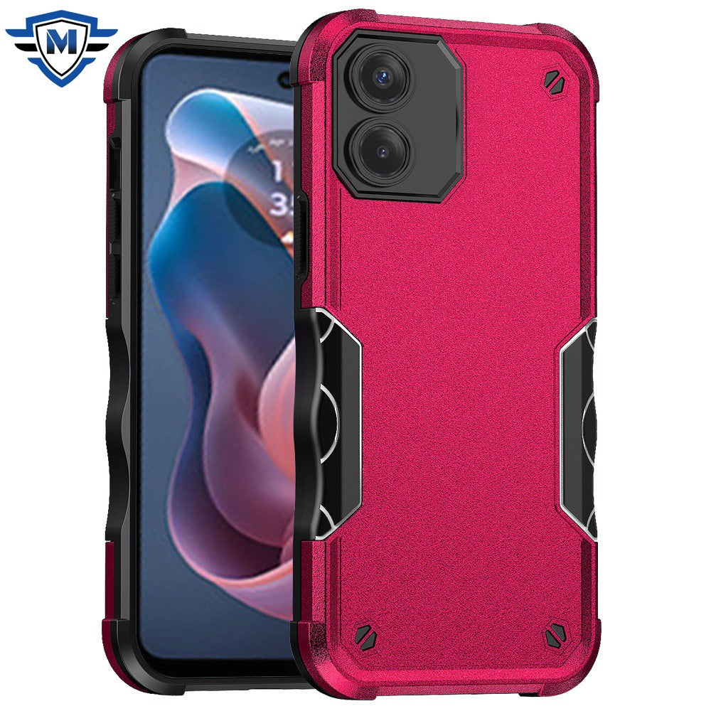 Motorola Moto G Play 2024 METKASE Exquisite Tough Shockproof Hybrid Case Cover in Premium Slide-Out Package - Hot Pink (1102820)