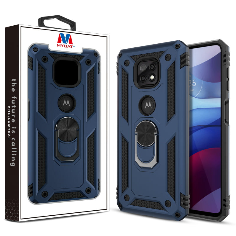 Moto G Power (2021) MyBat Anti-Drop Hybrid Protector Case (with Ring Stand) - Ink Blue / Black (1103842)