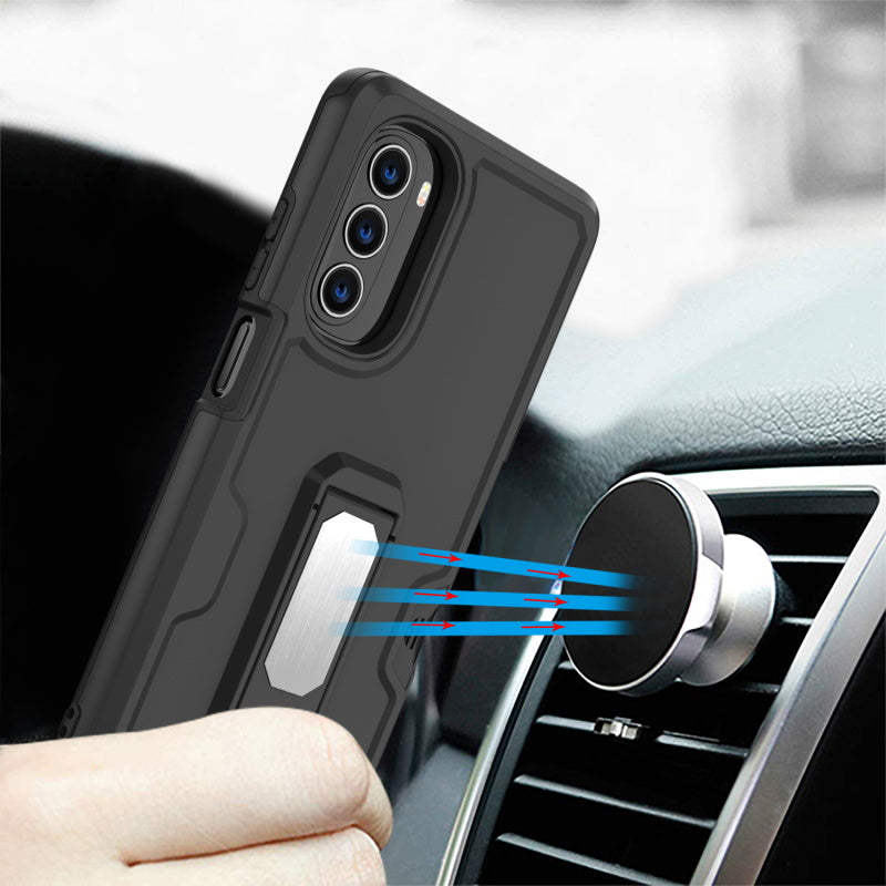 Motorola Moto G Stylus 5G (2022) MyBat Grip Stand Protector Case Combo (with Black Holster & Card Wallet) - Black (1103931)