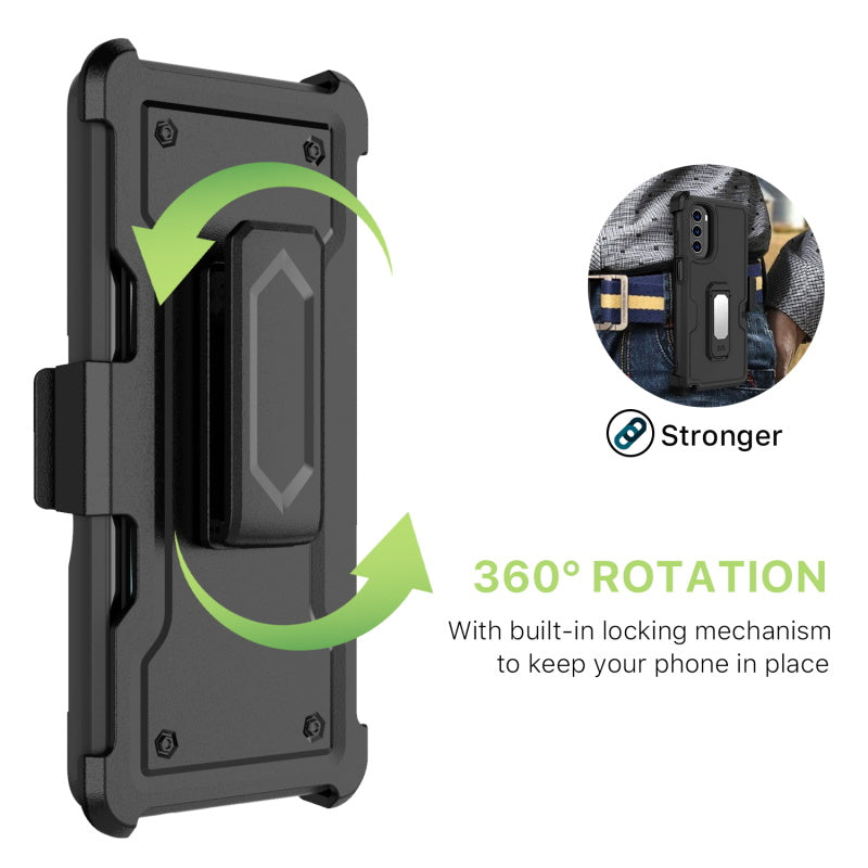 Motorola Moto G Stylus 5G (2022) MyBat Grip Stand Protector Case Combo (with Black Holster & Card Wallet) - Black (1103931)