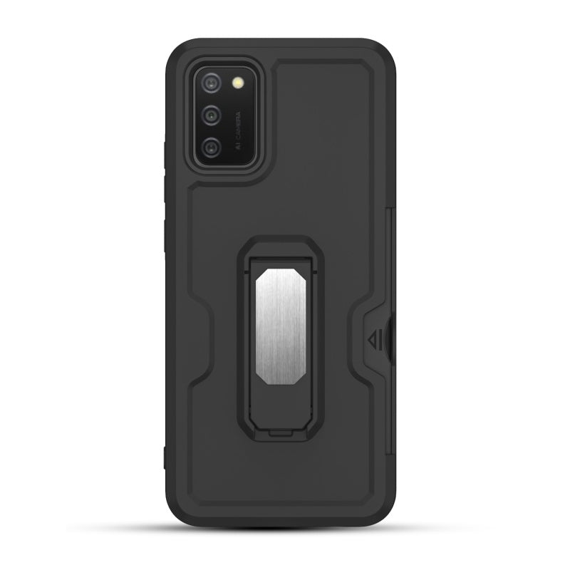 Samsung Galaxy A02s MyBat Grip Stand Protector Case Combo (with Black Holster)(with Card Wallet) - Black / Black (1101649)