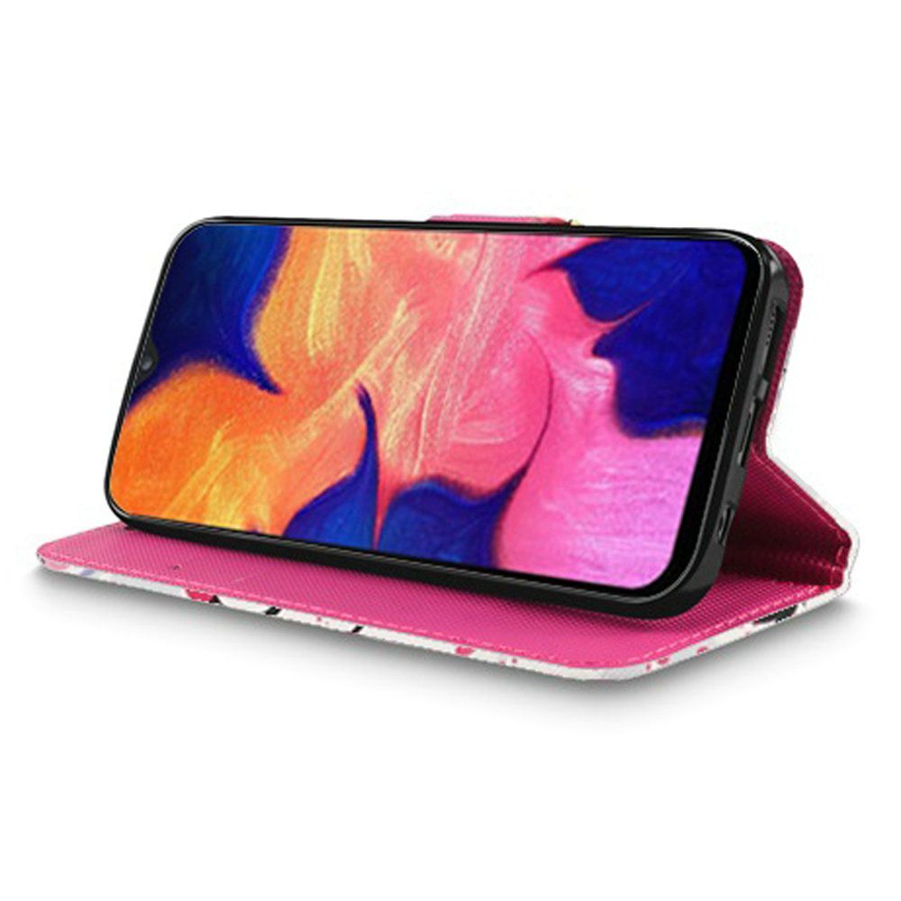 Samsung Galaxy A10e Bling Flip Credit Card Design Wallet - Purple Lily (83)