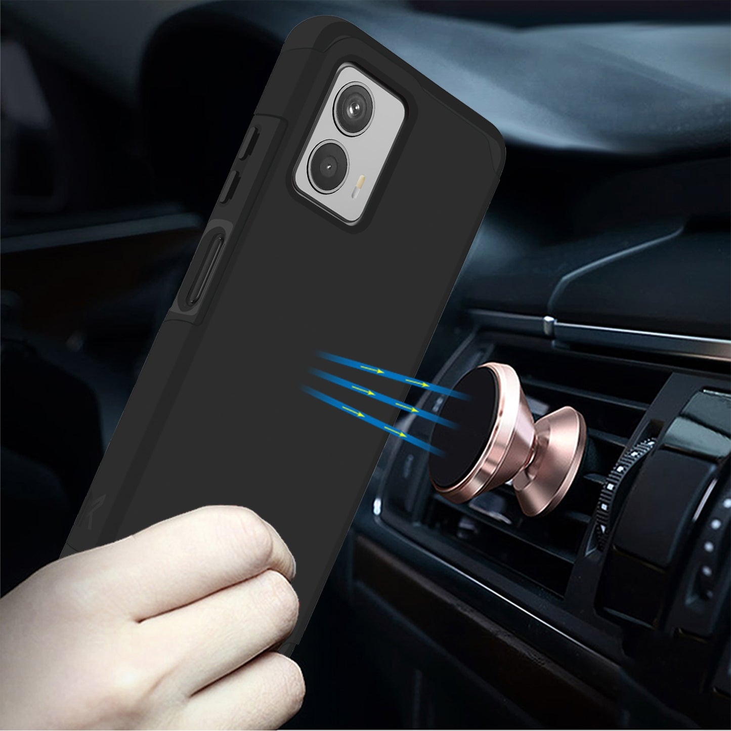 Motorola MOTO G 5G 2023 Tough Strong Hybrid (Magnet Mount Friendly) Case Cover - Black (1105830)