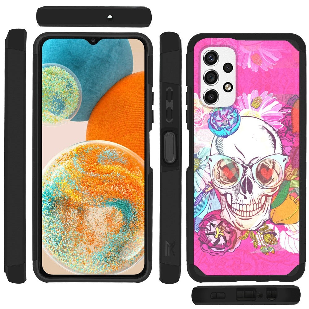 Samsung A23 5G Tough Strong MetKase Hybrid (Magnet Mount Friendly) Case Cover - Skull Floral (1105096)