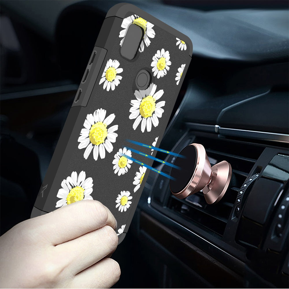 Cricket Icon 4 Tough Strong MetKase Hybrid (Magnet Mount Friendly) Case Cover - Chamomile Flowers (1105074)