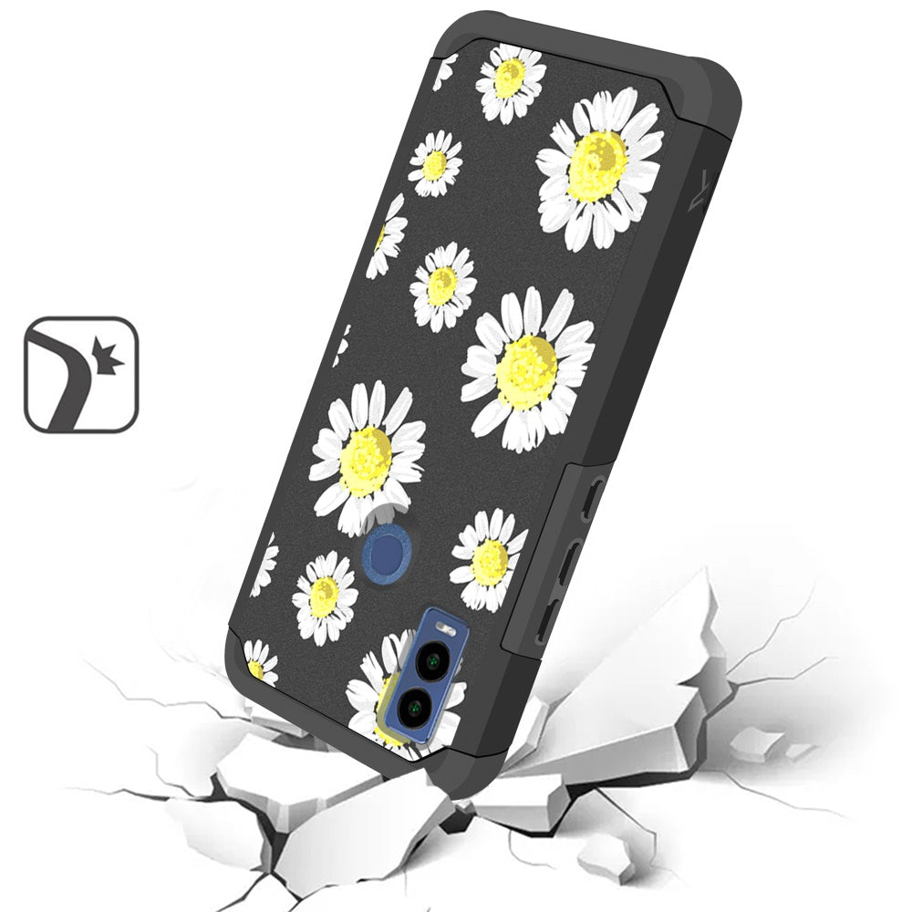 Cricket Innovate E 5G Tough Strong MetKase Hybrid (Magnet Mount Friendly) Case Cover - Chamomile Flowers (1105083)