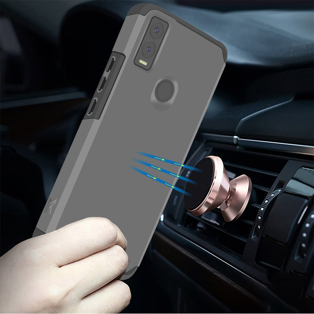 Cricket Innovate E 5G Tough Strong MetKase Hybrid (Magnet Mount Friendly) Case Cover - Charcoal Grey (1105014)