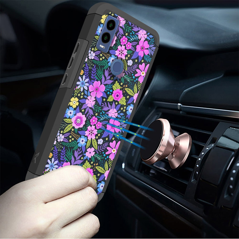 Cricket Innovate E 5G Tough Strong MetKase Hybrid (Magnet Mount Friendly) Case Cover - Mystical Floral Boom (1105085)