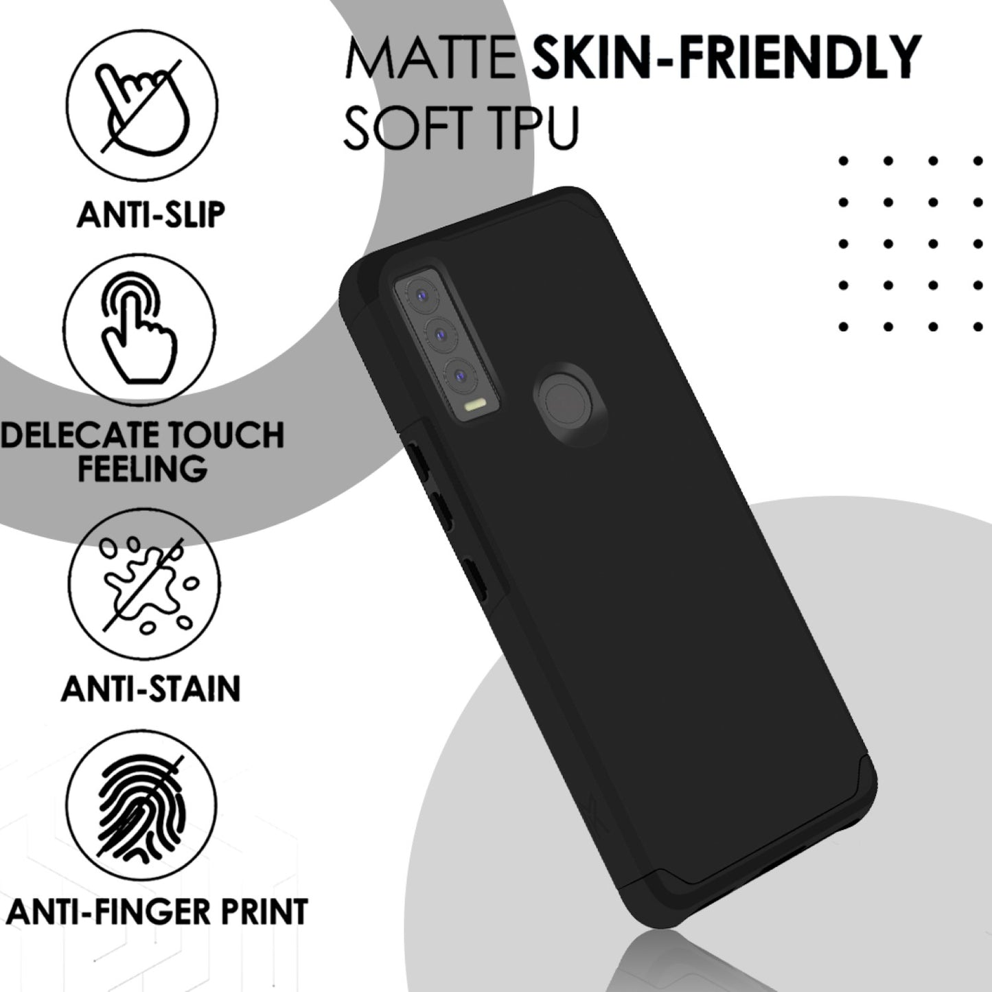 Cricket Ovation 3 Tough Strong MetKase Hybrid (Magnet Mount Friendly) Case Cover - Black (1105263)