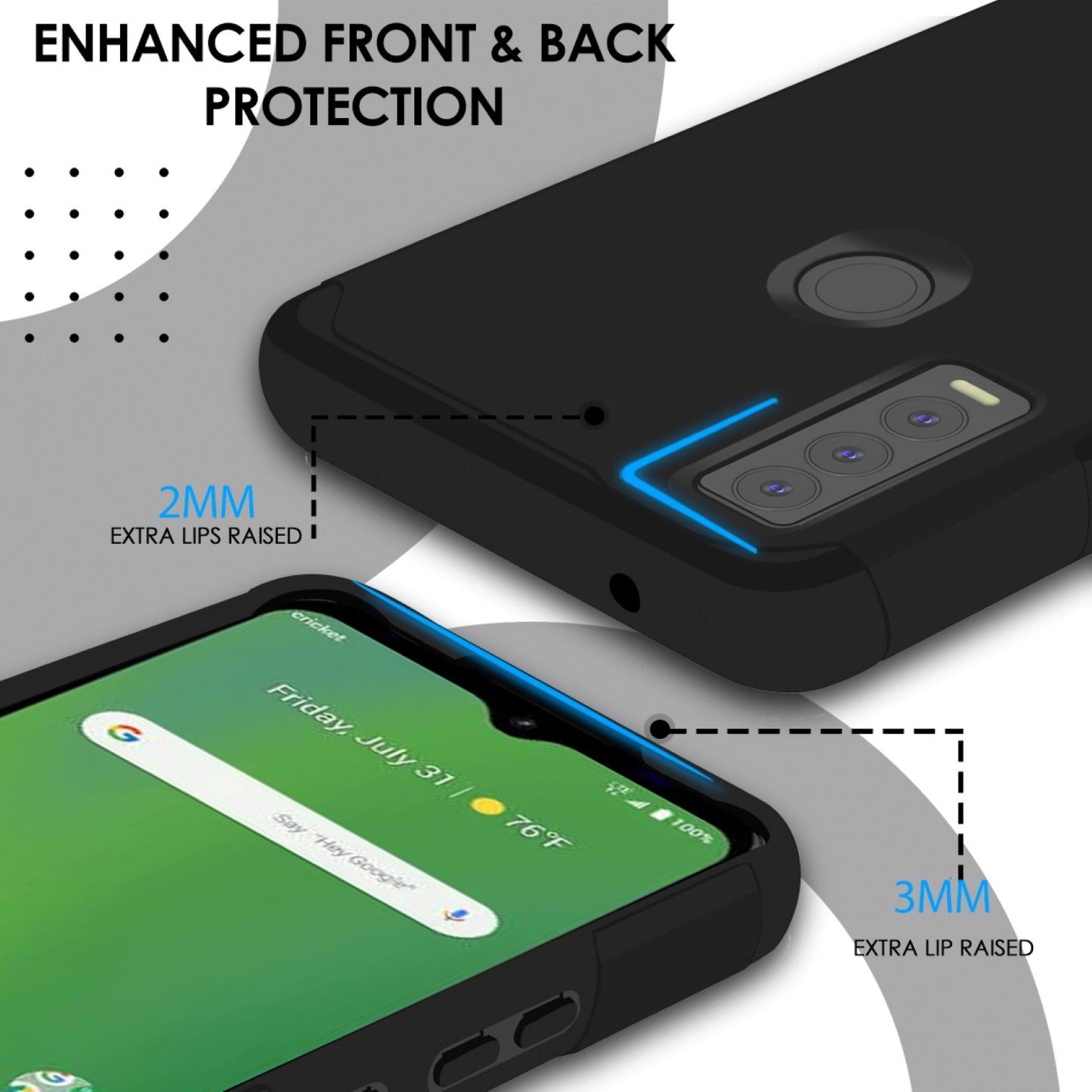 Cricket Ovation 3 Tough Strong MetKase Hybrid (Magnet Mount Friendly) Case Cover - Black (1105263)