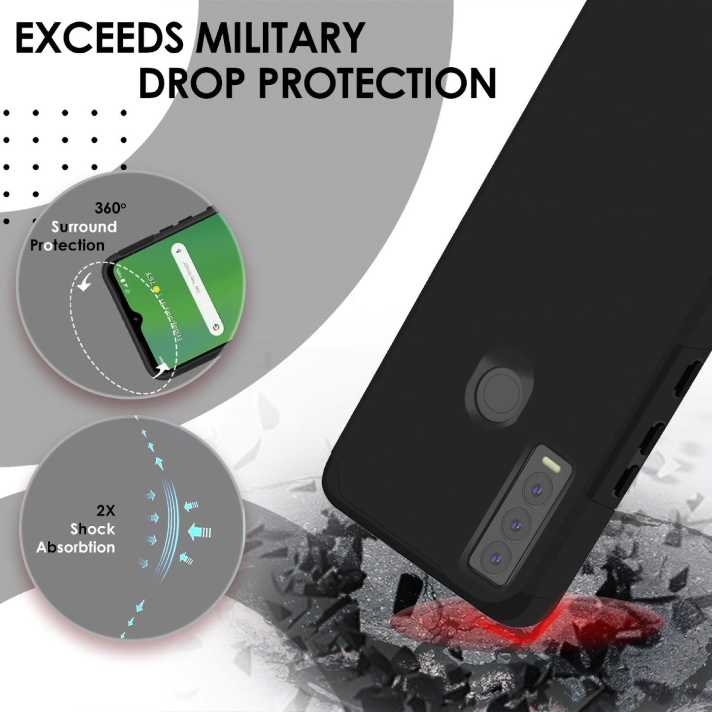 Cricket Ovation 3 Tough Strong MetKase Hybrid (Magnet Mount Friendly) Case Cover - Black (1105263)