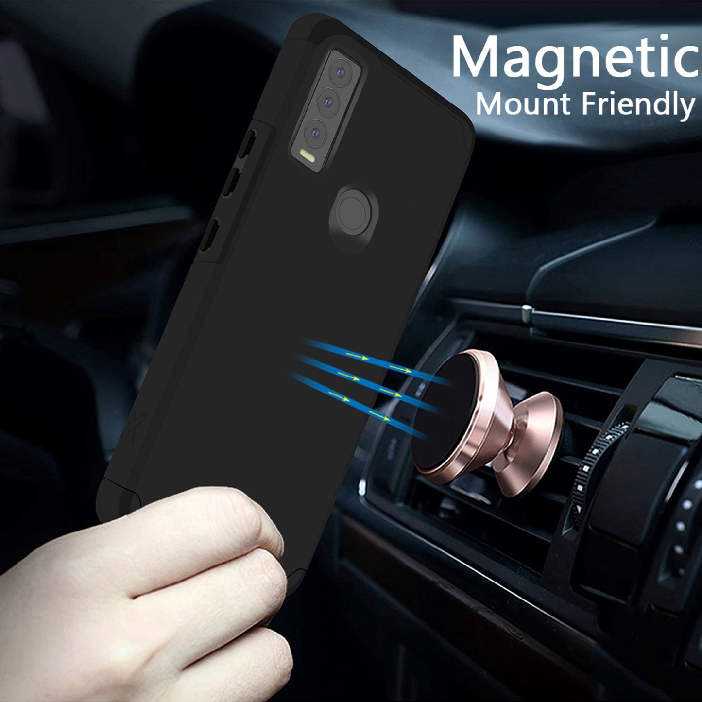 Cricket Ovation 3 Tough Strong MetKase Hybrid (Magnet Mount Friendly) Case Cover - Black (1105263)