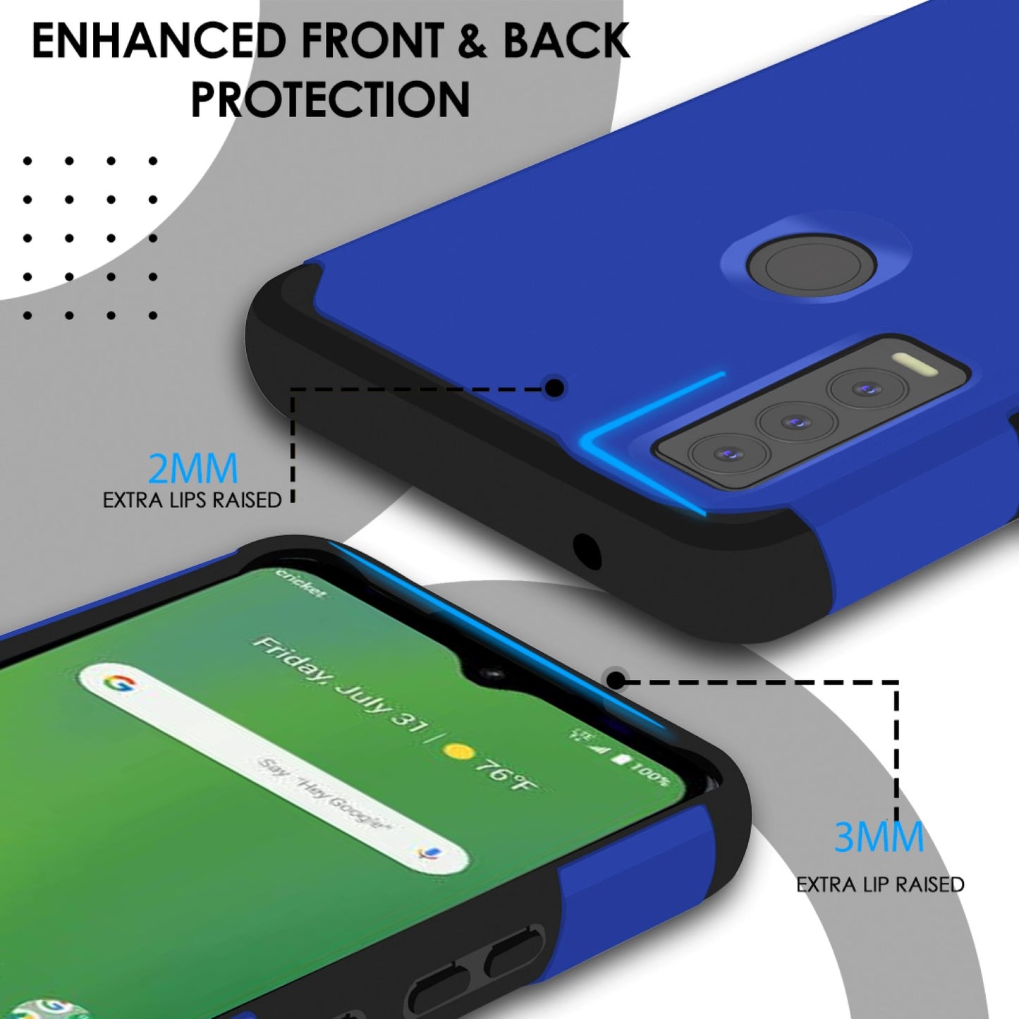 Cricket Ovation 3 Tough Strong MetKase Hybrid (Magnet Mount Friendly) Case Cover - Blue (1105264)