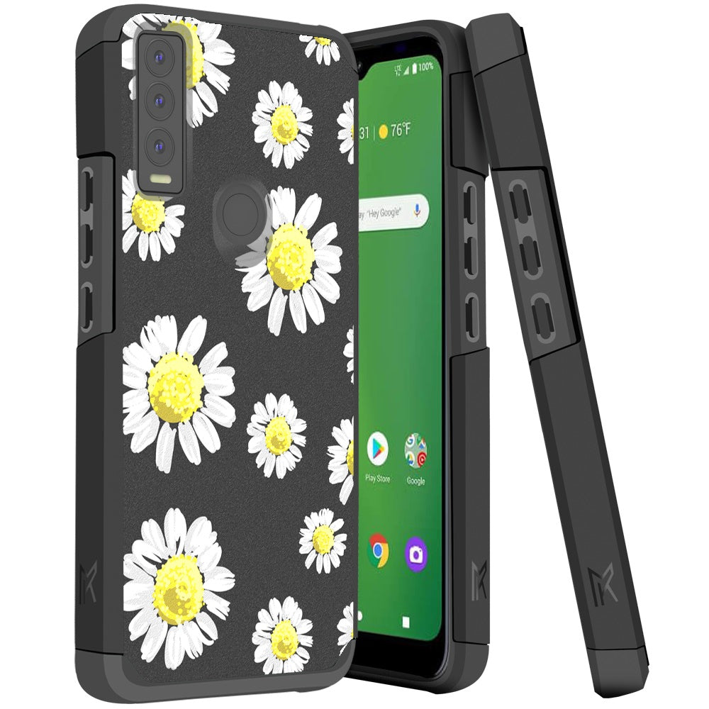Cricket Ovation 3 Tough Strong MetKase Hybrid (Magnet Mount Friendly) Case Cover - Chamomile Flowers (1105265)